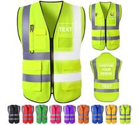Gridachi Gilet de sécurité personnalisé avec logo, gilets réfléchissants haute visibilité, poches zippées, vêtements de travail de construction personnalisés de classe 2 pour hommes et femmes