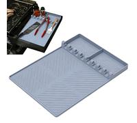 Griddle Tapis à Outils en Silicone pour Barbecues, 40.5×29.5cm Tapis de Barbecue en Silicone, pour Ranger Les Ustensiles de Barbecue, pour Epices, Bouteilles, Facile à Nettoyer, Pliable (Gris)