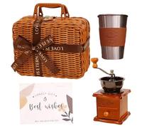 Grider de café manuel vintage avec carte de panier rattan ornements mignons cadeaux amores café pour hommes femmes accessoires Noël ensemble pour la maison cuisine cuisine, style 2