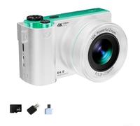 Gridva Appareil photo compact avec écran IPS 4K 3" (blanc 32 Go) | Écran IPS de 3", corps compact en ABS, design léger, tient dans la poche, prêt à voyager