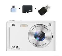Gridva Appareil photo numérique 4K 50 MP avec autofocus à écran 2,8" Blanc | 4K pour une résolution ultra HD, haute définition de 50 MP, système de mise au point automatique avancé