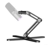 Gridva Support de micro de bureau en aluminium avec gestion des câbles Noir | Bras de bras réglable à 360° pour diffusion, micro, compatible avec Shure SM7B et Quadcast, support de microphone pliable en