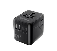 GRIFEMA Adaptateur Prise Universelle Voyage, Chargeur International 6 en 1 avec 2 USB-C, 2 USB-A et 2 Prises AC, Adaptateur Voyage pour Anglaise (UK), USA, Europe, Australie, Italie, Japon