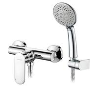 GRIFEMA BERLIN-G12004 Robinet de Douche Mural/Mitigeur Monocommande pour Douche avec Flexible, Douchette 5 Jets, Support, Chromé