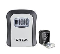 GRIFEMA Boite a Clefs - Murale Boite a vec Code Sécurisée Exterieur, Boite à Clé Résistant aux Intempéries, Cofre Fort a Cle Robuste, pour les Clés, les Cartes, Alliage de Zinc, Gris