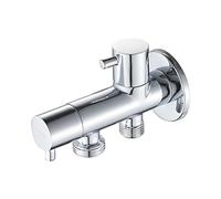 GRIFEMA COMPLENTO-G153 Robinet d'Arretz de régulation avec Poignée pour Douchette WC, Robinet d'Arret avec Deux sortie (1/2" * 3/8", Eau froide), Chromé