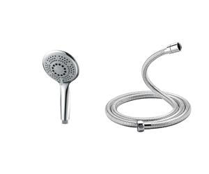 GRIFEMA COMPLENTO-G803 Douchette à Main 5 jets pour Salle de Bain, Grosse Pommeau de Douche & COMPLENTO-G851 Flexible de Douche Universel, Tuyau de Douche Anti-Torsion et Anti-Pliure