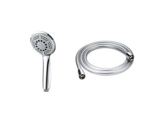 GRIFEMA COMPLENTO-G804 Douchette à Main 5 jets pour Salle de Bain, Moyen Pommeau & YEAUPE Flexible de douche 160 cm avec protection anti-torsion, tuyau de, raccord standard 1/2", et résistant