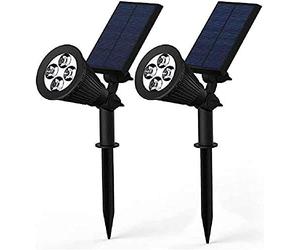 GRIFEMA DG2005, Lampe Solaire Extérieur 4 LED, Projecteurs étanches pour Jardin 4 LED, 2 Paquets