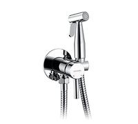 GRIFEMA Kit Robinet de Bidet Argent avec Flexible Laiton 1.5M, Pulvérisateur Laiton, Robinet d'Arrêt, Support Mural, Compatible Eau Chaude et Froide, G154-1