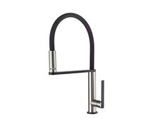 GRIFEMA DOVER-G14002A Robinet de Cuisine Noir, Mitigeur d'Evier de Cuisine avec Bec Flexible à Led Intégré, Nickel Brossé