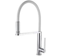 GRIFEMA DOVER-G14102B Robinet de Cuisine Blanc, Mitigeur d'Evier de Cuisine Led avec Bec Flexible, Chrome