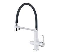 GRIFEMA Dover, Mitigeur d'évier 3 Voies pour Purificateur D'eau à Filtre, Robinet de Cuisine Blanc avec Douchette, Exclusivité Amazon