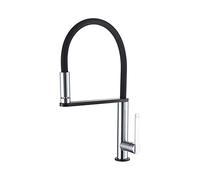 GRIFEMA Dover - Robinet de Cuisine LED à 3 Couleurs Changeantes, Mitigeur d'Évier Noir avec Bec Flexible, Chrome