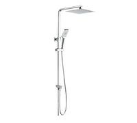 GRIFEMA Edithedge, Colonne de Douche sins Mitigeur, Flexible, Douche de Tête 25x25 CM, Douchette, Support, Chromé, Argent