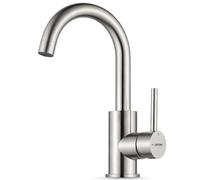 GRIFEMA Robinet Lavabo Salle de Bain 360° - Mitigeur en Laiton Sans Plomb pour Lavabo, Eau Chaude & Froide, Installation Facile, Aérateur Économe, Gris Mat, G1002A