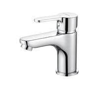 GRIFEMA G11003 Mitigeur Lavabo Laiton Chromé, Hauteur sous Bec 74 mm | Robinet salle bain monocommande, eau chaude/froide, cartouche céramique, aérateur ABS, G3/8, 2 flexibles 40 cm
