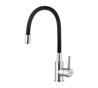 GRIFEMA G4002-2, Mitigeur Évier avec Bec Flexible, Robinet de Cuisine, Cuisine Mitigeur Flexible Rotative à 360°, Chrome, Noir