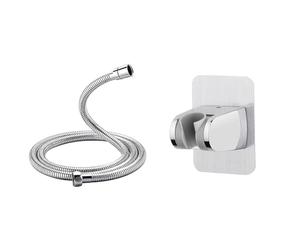 GRIFEMA G851-20, Flexible de Douche Universel (G1/2 pouces, 2M), Tuyau de Douche & Ibergrif M20405, support de pommeau de douche sans perçage adhésif 3M - support de douche réglable (45°)