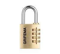 GRIFEMA GA1005 Cadenas à combinaison ,Serrure Combinée, 4 Chiffres, Corps en Laiton, Doré [Exclusivité Amazon]