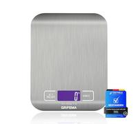 GRIFEMA GA2002 Balance de Cuisine Électronique de Haute Précision 5000g/1g avec Écran LCD Rétroéclairé, 6 Unités et Fonction Tare Acier Inoxydable, Smart Digital, pour Alimentaire Multifonctionnel