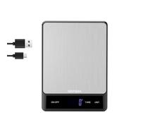 GRIFEMA GA2008-1 Balance de Cuisine Rechargeable 5000g/1g Argent | Précision 1 g, 6 Unités de Mesure, Fonction Tare, Arrêt Automatique, Deux modes d'alimentation