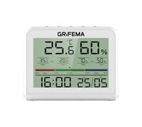 GRIFEMA GA2901 Thermomètre Hygromètre Intérieur Numérique avec Rétroéclairage, Mémoire MAX/MIN, Horloge et Date, Idéal pour Maison, Jardin et Bureau, Blanc