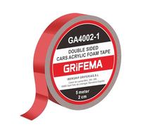 GRIFEMA GA4002-1 Ruban Double Face 5m x 20mm Rouge | Extra fort, résistant à l'eau et aux hautes températures, pour voiture, décoration d'extérieur et de bureau