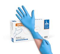GRIFEMA Gants Nitrile Jetables Bleus Taille L - Boîte de 100 - Sans Poudre & Sans Latex, Résistants, Alimentaires - Idéal pour Cuisine, Santé, Industrie & Laboratoire