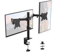 GRIFEMA GB2001-2, Support Ecran PC 2 Ecran pour 13"-32", Bras Ecran PC VESA 75x75-100x100 MM, Rotation à 360°, Inclinaison d'Angle de ± 90°, Réglable en Hauteur, Poids Max 9KG, Noir