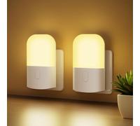 GRIFEMA GD101-2, 2 Veilleuses Enfants, Veilleuse Prise Électrique avec 3 Niveaux de Réglage de La Luminosité, Veilleuse Bébé Adaptée aux Chambres, Cuisines, Couloirs, Salles de Bains, Blanc Chaud