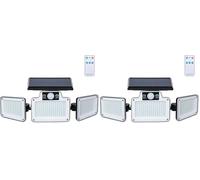 GRIFEMA GD202 Lampes Solaires de Sécurité d'Extérieur avec Détecteur de Mouvement, 3 Têtes Réglables, Étanche IP65 pour Cour, Garage, Allée, Noir (Lot de 2)