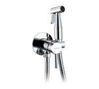 GRIFEMA kit robinet bidet argent avec douchette WC | Mitigeur en laiton, flexible 1,2 m, robinet d'arrêt, support mural, eau chaude et froide