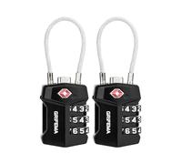 GRIFEMA [Lot de 2] Cadenas de Sécurité pour Valise, Antivol TSA à Code 3 Chiffres avec Câble Acier Renforcé, Idéal pour Sacs de Sport et Bagages (GA1006-2)