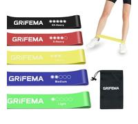 GRIFEMA Lot de 5 Bandes de résistance GAK5001 - pour Homme et Femme - 5 Niveaux différents - pour la Maison, la Gym, Le Yoga, l'entraînement