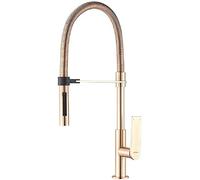 GRIFEMA LYON-G14001G Mitigeur de Cuisine Professionnel, Robinet de Cuisine Très Haut Bec avec Douchette Extractible, Chrome/Or Rose