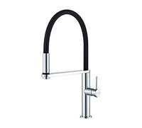 GRIFEMA LYON-G4006 Robinet de Cuisine avec Bec Flexible Noir, Mitigeur de Cuisine Professionnel Haut, Chrome