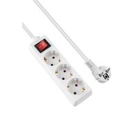 GRIFEMA Multiprise avec 3 Prises et Interrupteur, 3500 W, 16 A, 1,4 m, Blanc, Protection Enfants, Prises Orientées à 45°, Évite la Consommation Fantôme