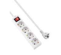 GRIFEMA Multiprise avec 4 Prises et Interrupteur, 3500 W, 16 A, 1,5 m, Blanc, Protection Enfants, Prises Orientées à 45°, Évite la Consommation Fantôme