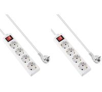 GRIFEMA Multiprise avec 4 Prises et Interrupteur, 3500 W, 16 A, 1,5 m, Blanc, Protection Enfants, Prises Orientées à 45°, Évite la Consommation Fantôme (Lot de 2)