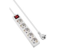 GRIFEMA Multiprise avec 5 Prises et Interrupteur, 3500 W, 16 A, 1,5 m, Blanc, Protection Enfants, Prises Orientées à 45°, Évite la Consommation Fantôme