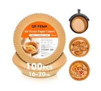 GRIFEMA Papier Air Fryer 100 Pièces 16 x 20 cm, Compatible COSORI Philips Cecotec 2-4L, Papier Cuisson Jetable Antiadhésif, Résistant à l’Huile et à l’Eau, Sans BPA, Accessoire Friteuse à Air