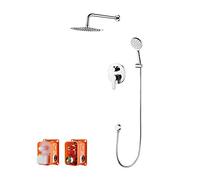 GRIFEMA PORTO-G17103 Set de Douche Encastrable/Robinet Monocommande de Douche avec Flexible, Douchette 3 Jets, Support, Pomme de Douche 250MM, Chromé