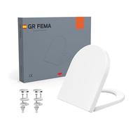 GRIFEMA Siège de toilette en forme de D à fermeture amortie, housse de siège de toilette silencieuse, très résistante, urée-formaldéhyde antibactérien, libération rapide à un bouton, nettoyage sans