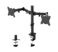 GRIFEMA Support Double Ecran PC pour Moniteurs de 13 à 27 Pouces, Bras Ecran PC, Réglable en Hauteur, Inclinaison de ± 90°, Rotation de 360°, Poids Max 10KG, VESA 75/100 MM, GB2001A-2, Noir