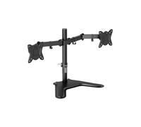 GRIFEMA Support Ecran PC 2 Ecran, Pied Double Ecran PC Autonome de 13-32 | Bras Double Ecran PC avec Socle, Reglable en Hauteur, Inclinaison, VESA 75/100, Poids Max 10KG, Gestion Cables GB2004-2 -Noir