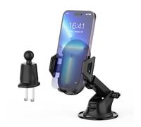 GRIFEMA Support Téléphone Voiture Universel pour Tableau de Bord, Pare-Brise et Ventilation, avec Ventouse et Clip, Rotation 360°, Libération à Une Main, Compatible Smartphones 4-7,2 Pouces