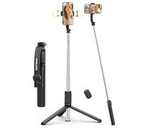 GRIFEMA Perche Selfie Trépied avec Lumières, Trépied Extensible 107cm avec Télécommande, 3 Modes & 6 Niveaux de Luminosité, Support Rotatif 360°, Selfie Stick Portable pour iPhone & Android, Vlog