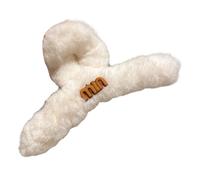 Griffe De Cheveux En Peluche D'hiver, Fausse Fourrure Antidérapante, Griffe Forte, Douce, Anti-Casse, Décoration De Cheveux, Fixation, Pince À Cheveux, Couvre-Chef En Crabe, Accessoires Pour Femmes-Bl