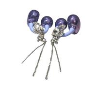 Griffe d'Oreille Violette avec Design Inspiré de l'Écouteur et Papillon Argenté, Boucles d'Oreille Mode avec Accent Technologique, Enveloppe d'Oreille Moderne d'Impact